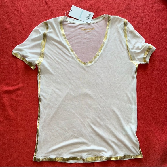 NWT Zadig & Voltaire Tino Gold T-Shirt - Picture 4 of 10